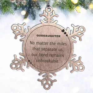 Goddaughter Long Distance Relationship Gifts, No matter the miles that separate us, Cute Love Snowflake Ornament For Goddaughter, Birthday Christmas Unique Gifts For Goddaughter