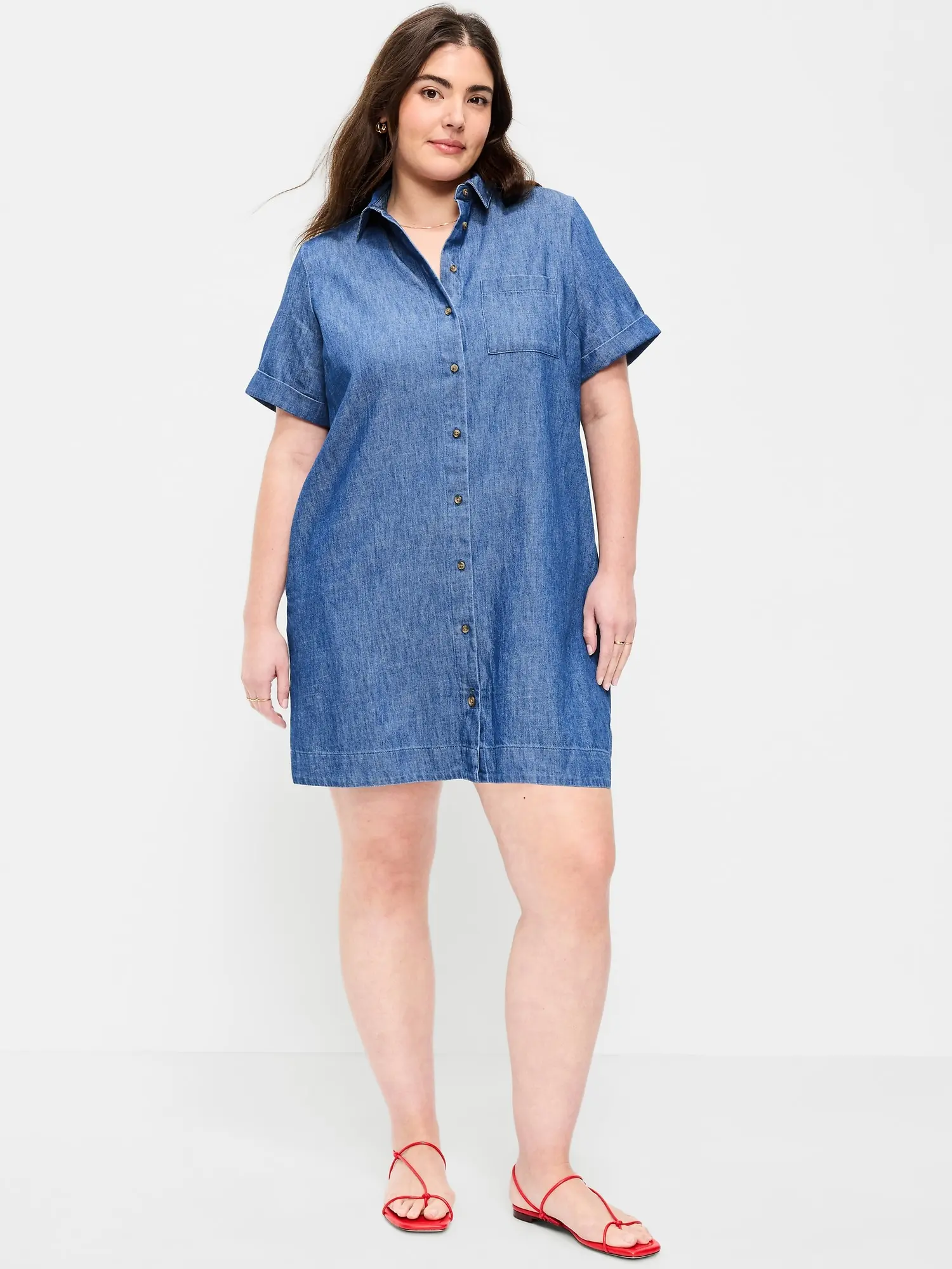 Old Navy Women's Short-Sleeve Mini Shirt Dress - TikTok Shop
