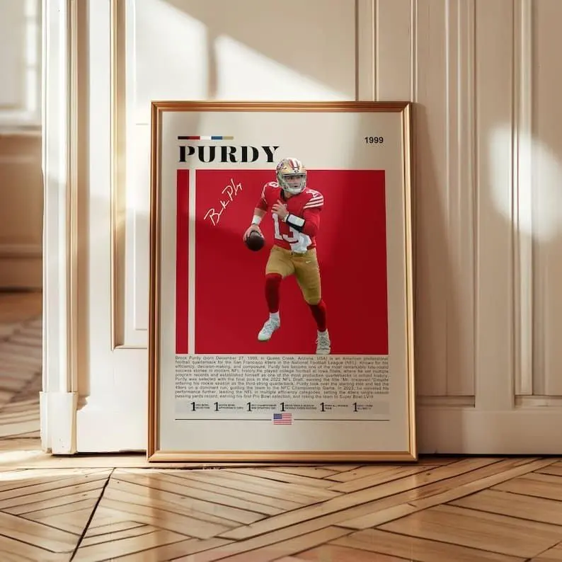 Brock Purdy San Francisco 49ers Football Quarterback Photo Poster, 8''x12''/12''x18''/16x24'' Home Decor, Kid Room Wall Art, Gift for Football Fans