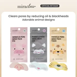 miraclair Miracle Pore Nose Pack 3 Pack | Blackhead & Whitehead Removal Strips with Kaolin Clay & Edelweiss Stem Cells | Deep Cleansing, Sebum Control, Skin Barrier Care | Cute Animal Designs | KOLAS & KOTITI Tested, Safe for Sensitive Skin