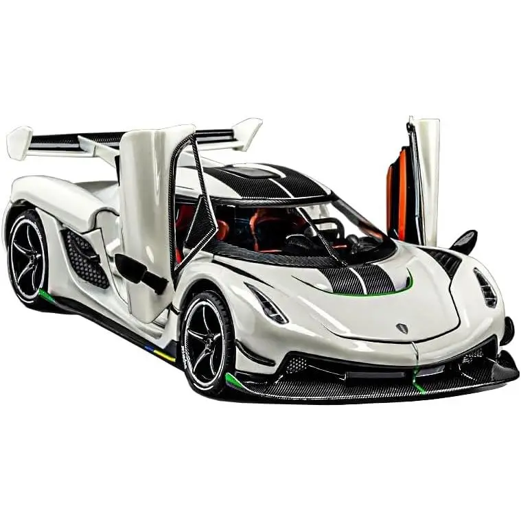 1/24 Scale Koenigsegg Jesko white Alloy Collectible Diecast Car with Sound and Light Toy Car