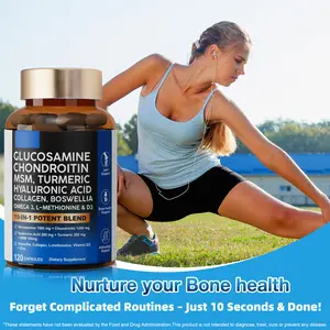 19-In-1 Glucosamine Chondroitin with Turmeric & MSM Dietary Supplement | Anti-Inflammatory Joint Health Support | Natural Dairy-Free | 120 Caps