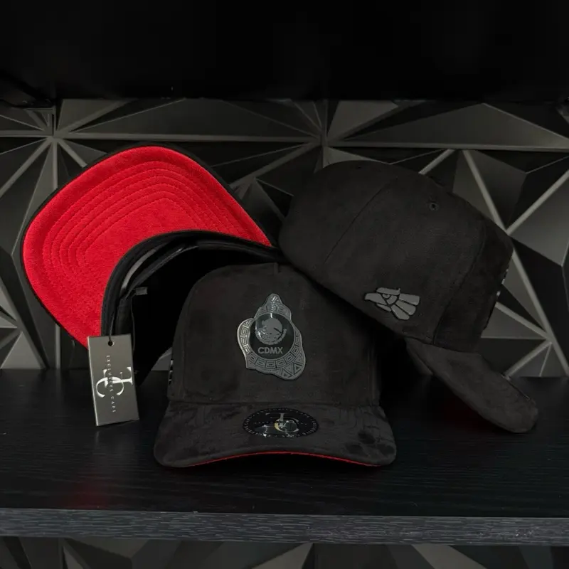 CDMX México SnapBack Hat-Black/Red Suede