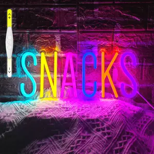 Snacks Neon Sign,Snack Bar Sign for Art Wall Decor,Cake Candy Shop Snack Stall Mancave Coffee Bars,Dimmable USB Powered Colorful Snacks Neon Light Sign