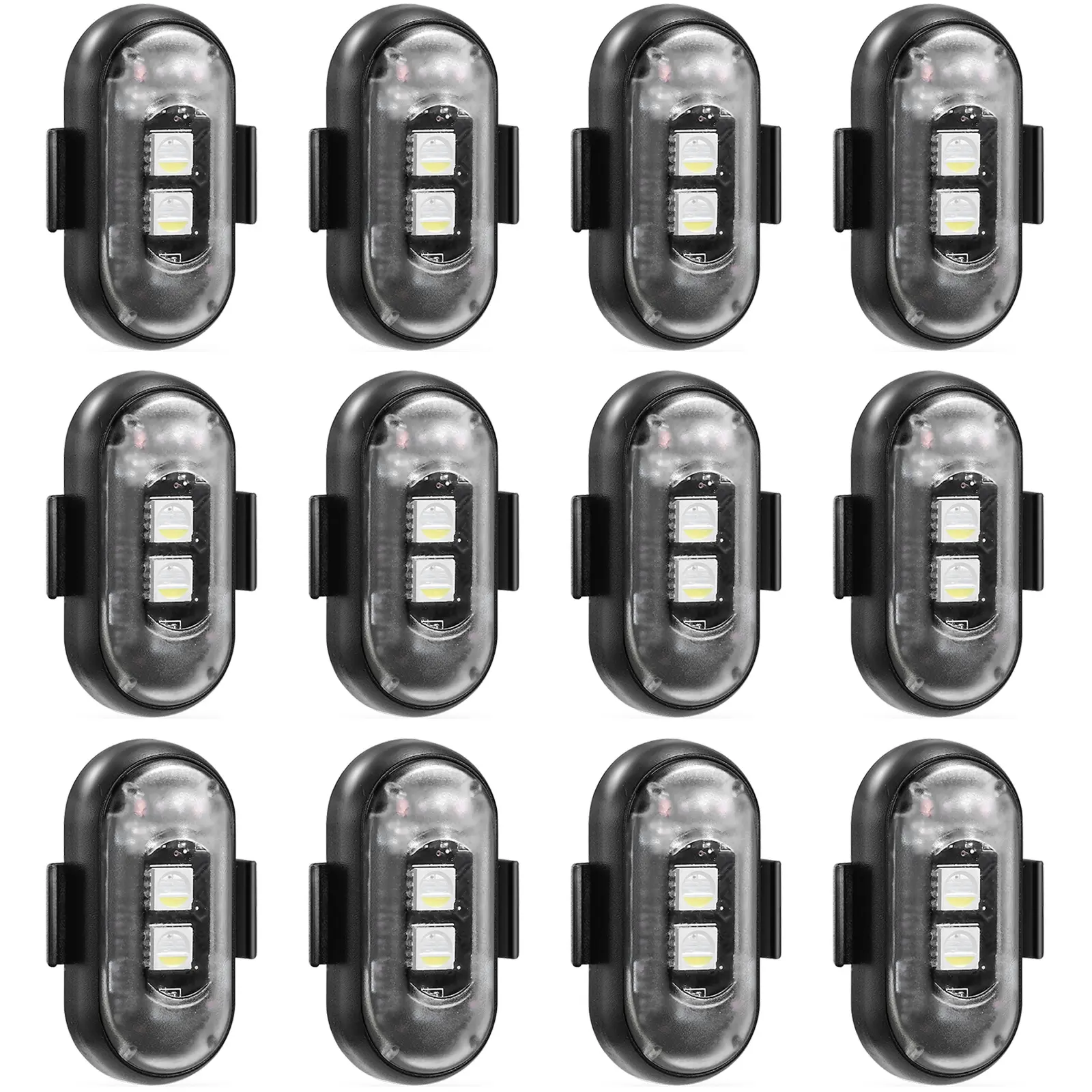 [Wholesale] 12 PCS RGB strobe light, 8-color wireless flash warning light, suitable for bicycles, cars, toys, multi-functional decorative lights (includes 2 lamp beads) IP65 waterproof USB charging Led Dashboard Led Backlights