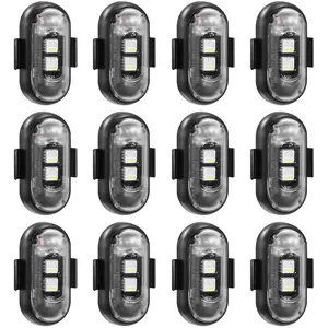 [Wholesale] 12 PCS RGB strobe light, 8-color wireless flash warning light, suitable for bicycles, cars, toys, multi-functional decorative lights (includes 2 lamp beads) IP65 waterproof USB charging Led Dashboard Led Backlights