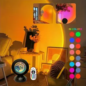 Rgb16 Color Remote Control Sunset Atmosphere Lamp, USB Powered, Single Color Sunset Projection LED Light, Led Circle Lights, Romantic Decor for Bedroom & Living Room，Christmas gifts