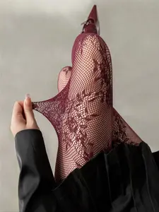 Women's High Elasticity Fishnet Stockings, & Wine Colors, Perfect for Spring & Fall Daily Wear, Comfortable Large Size Design