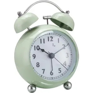 {Loud  Clock for Deep Sleepers) 3.5''  Bell  Clock with Backlight for Bedroom,No-Ticking,Cute(Green)