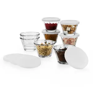 Libbey Baker’s Basics 8-Piece Cupcake Party Glass Baking Dish Set with Lids, Round Small Glass Bowls, Prep Bowls for Cupcakes, Mini Pot Pies, and More