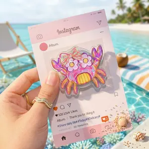 Coquette Crab Summer MagSafe Phone Grip, Cute Beach Aesthetic Pop Socket, Girly Ocean Holder, Trendy Vacation Gift, Kindle Grip Stand Accessory