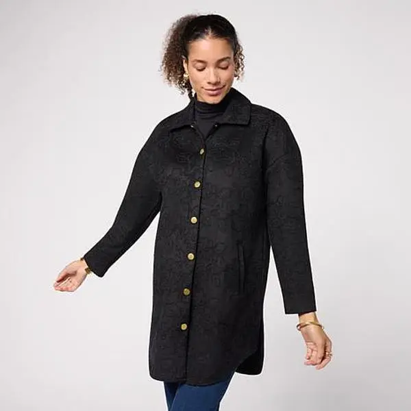 Colleen Lopez Faux Suede Soutache Duster