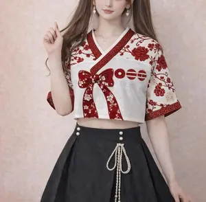 Custom Hanbok Style Floral Jersey, Personalized Korean Norigae Tassel Crop Jersey, Kpop Concert Outfit, Custom Name Number Team Jersey