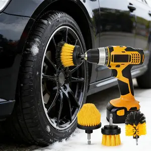 Electric brush set, drill bit brush set, plastic round cleaning brush, multi-purpose car detailing brush, wheel rim brush set, car and bicycle cleaning, Car Wash Set
