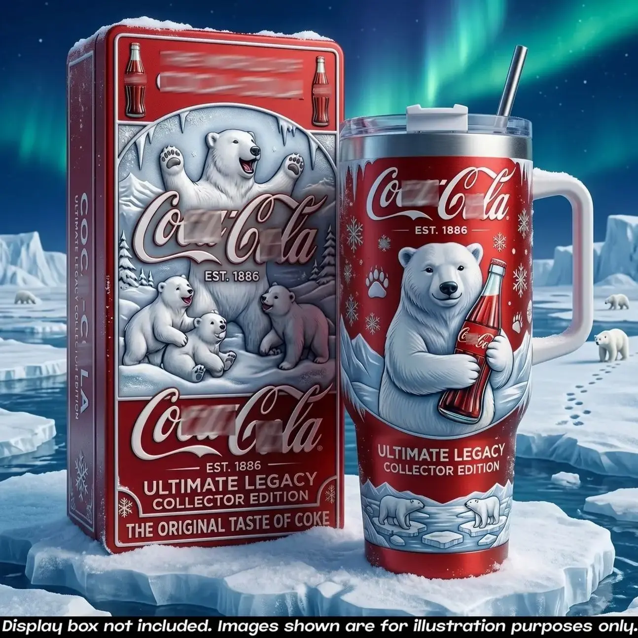 Coke Ultimate Legacy Polar Bear 40oz Insulated Tumbler With Handle & Straw, 1886–2026 Collector Edition Stainless Steel Travel Mug, Vintage Arctic Bear Graphic Cup, Retro Soda Lover Gift