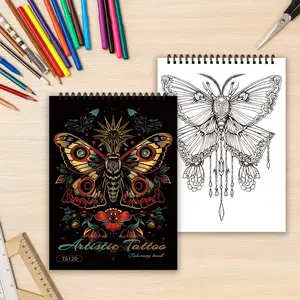Butterfly Pattern Spiral Coloring Book, 30 Sheets 100gsm Thick Paper Coloring Book, DIY Painting Supplies for Home School Office