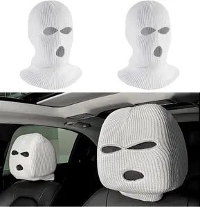 Windproof Car Headrest Cover Personalized Funny Auto Seat Headrest Full Face Mask Ski Mask Front Headrest Protector Decoration for Most Vehicles Universal Car Accessories Ski Mask Balaclava