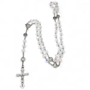 Crystal Catholic Rosaries, Rosary Bead Cross Necklace For Catholic Or Christian Gift Christmas Xmas Gifts