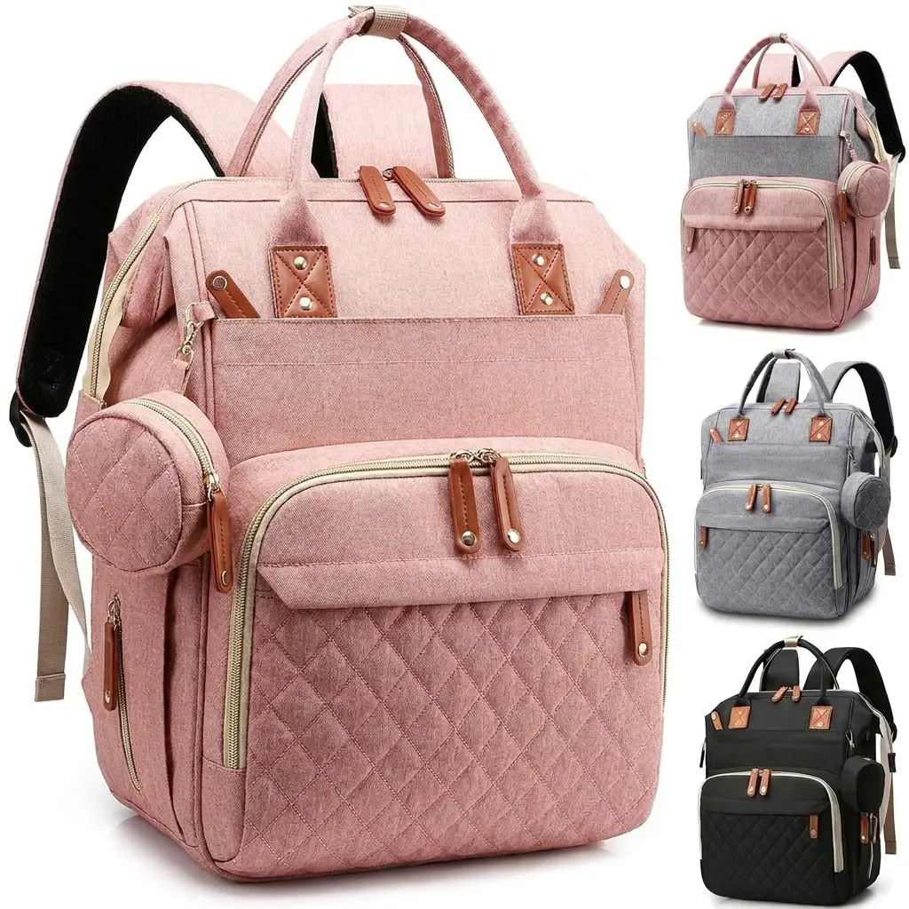 Diaper Bag Backpack, Waterproof Large Capacity Mommy Backpack with USB Port & Insulated Bottle Pockets, Multifunctional Baby Travel Bag, Perfect Baby Shower Gift for New Moms