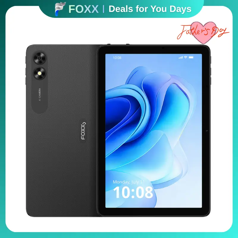 【C10pro】(FREE SIM CARD) FOXXD Unlocked Android 15  Smart Tablet with Phone Function – 10.1" HD Display, 8MP Camera, 4GB+64GB Expandable to 1TB, MediaTek Quad-Core, 5000mAh, Bluetooth – Study, Office, Gaming, Travel, Gift for Students & Tech Enthusiasts