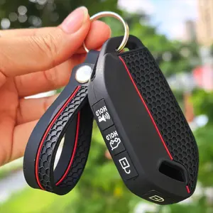 Protective Key Cover High-End Protective Key Case with keychain, Car Key Protector, Compatible with Certain KIA Models, for Kia Sportage EV5 Remote Control Protective Cover - Shockproof And Wear-Resistant - Made of Silicone