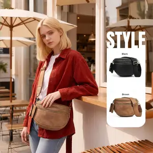 Large Crossbody Saddle Bag, Casual Versatile Zipper Shoulder vegan leather Bag with Adjustable & Detachable Strap and Coin Purse pack crossbody woman lightweight
