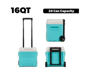 16 QT Laguna Hard-Side Ice Chest Cooler with Wheels, Aqua Blue – Sports & Outdoor Camping Hiking Camp Kitchen Cooler