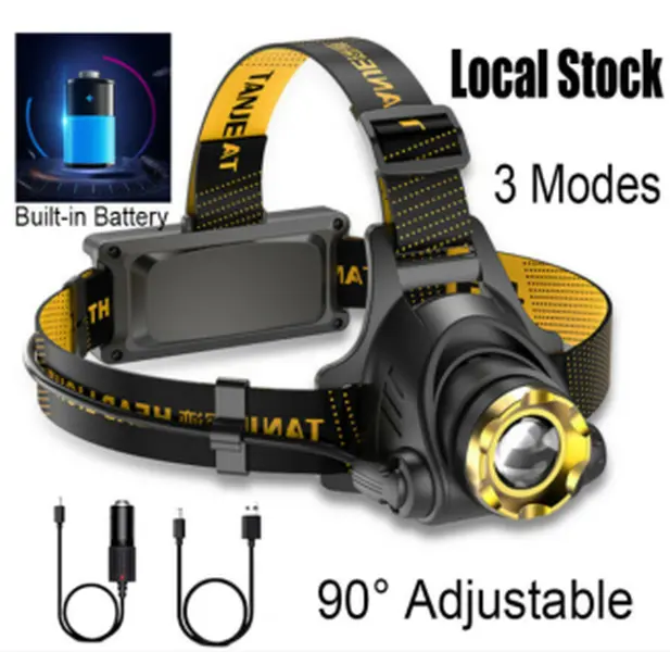 COB LED Headlamp USB Rechargeable Head Light Flashlight Torch Lamp, LED Headlamp Rechargeable Headlight Zoomable Head Torch Lamp Flashlight, High Lumen Flashlight, Adjustable Waterproof Flashlight
