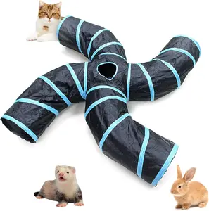 Colapsible S-Shape Cat Tunnels -4Way Interactive Maze Toy, Tunnels for IndoorCats,Kitty Bored Peek Hole Toy Bal Cat,Puppy, Kitty, Kitten, Rabbit