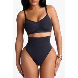 Nova Sculpt Seamless Strong Compression Mid Waist Thong - Black