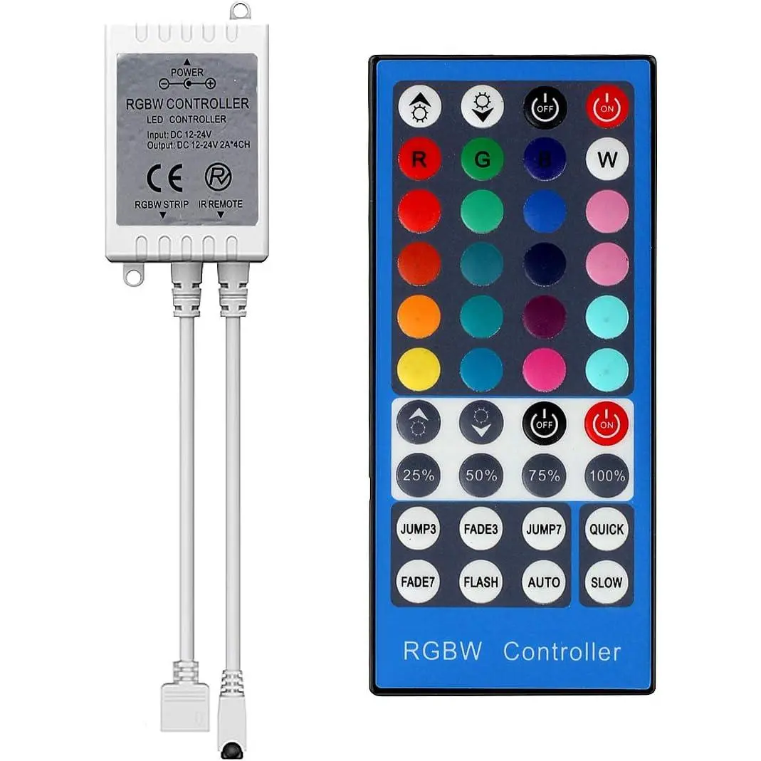 RGBW LED Light Strip Remote Controller, Dimmer for RGB+White RGBWW Strip Light, 40 Key Wireless IR Remote Controller for SMD 5050 3528 RGB Rope Lights