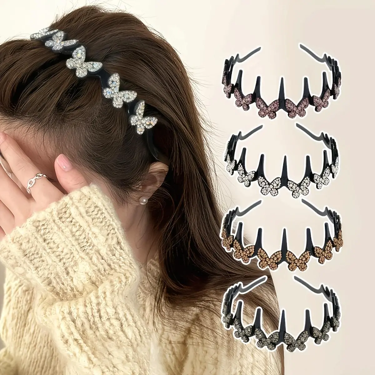 4pcs Women'S Multi-Color, High-End Temperament, Butterfly Decoration Headband, Suitable As a Gift for Women