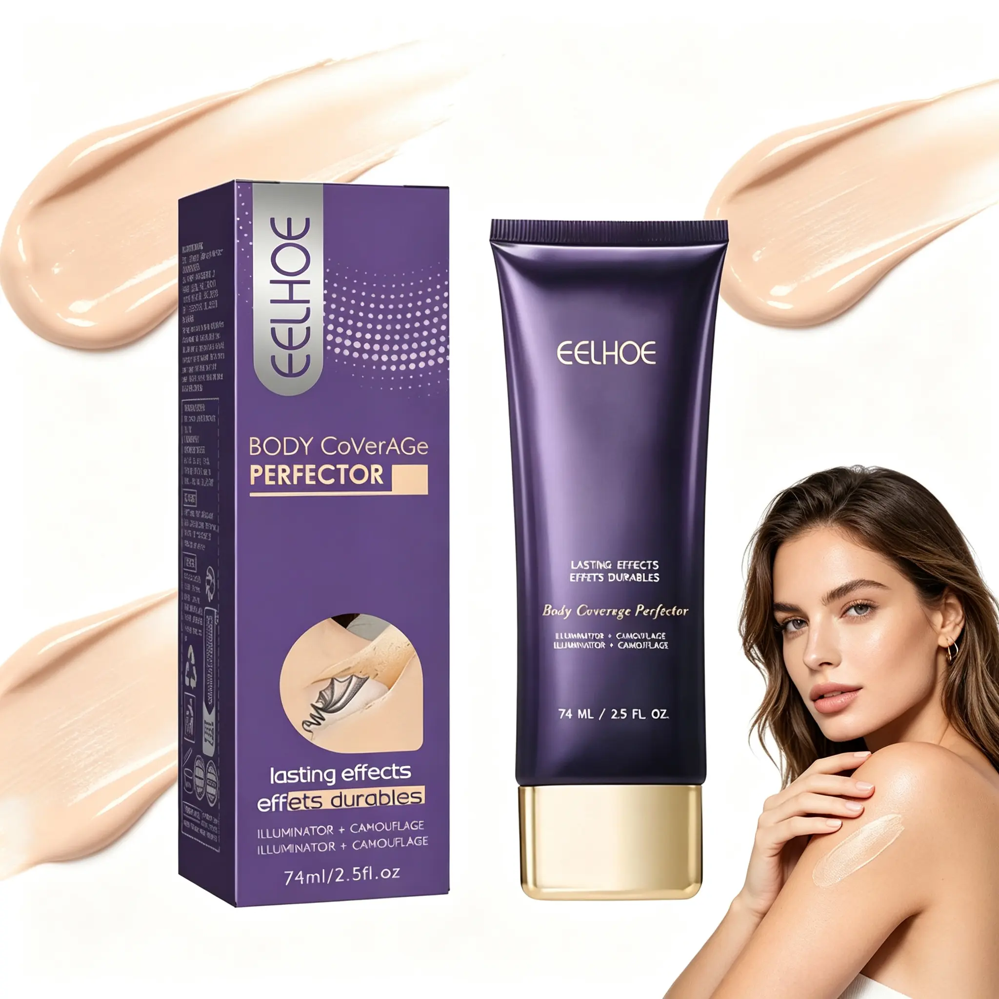 EELHOE Tattoo Concealer & Tattoo Cover Up Makeup -Body Coverage Perfector – Waterproof Leg & Body Makeup For Women -  3.5 Oz Natural Radiance