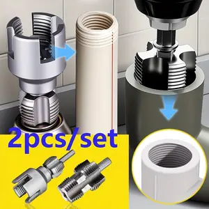 2 Piece NPT Pipe Thread Repair Tool Aluminum Tapered Tap Set Universal for PPR PVC Copper Pipe Water Electrician Manual Threading Tool Non - Slip Grip