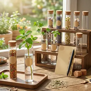 Pack of 12 Clear Test Tube with Corks, 30 mm x 120 mm Test Tubes Glass, Glass Tubes with Labels, Test Tubes for Flowers, Spices, Liquids and DIY