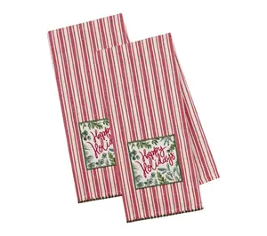 Design Imports Set/2 Happy Holidays Embellished Kitchen Towels