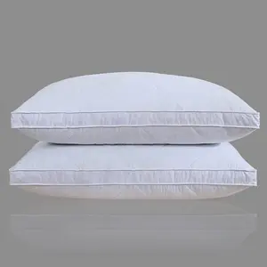 Pack of 2 White Goose Feather Bed Pillows Queen/Standard Size- Soft 600 Count 100% Cotton, Medium Firm,Soft Surround Fill,White