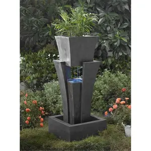 Jeco  Raining Water Fountain With Planter With Led Light