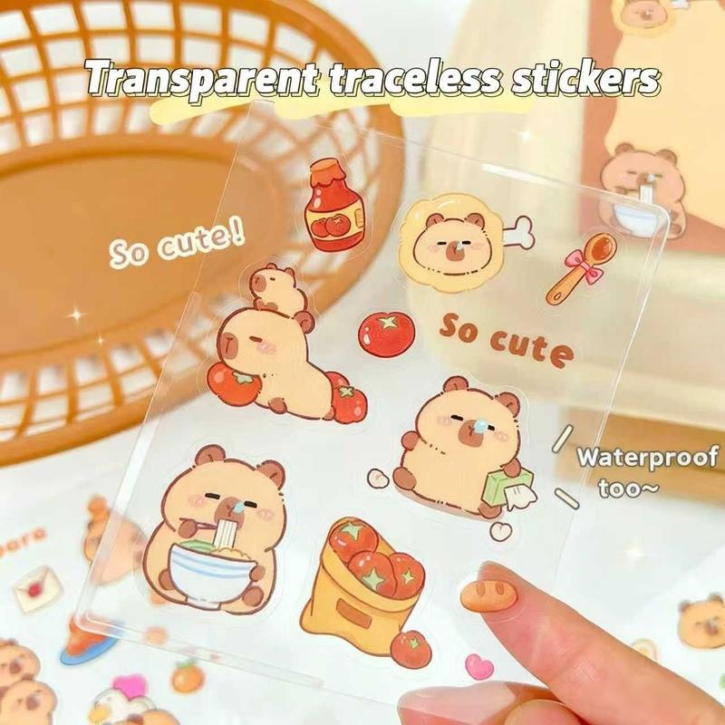 Capybara Stickers for Kids Girls Kawaii Panda Waterproof Cartoon Animal Stickers DIY Decorative Adhesive Sticker for Phone Case Stationery Party Gifts Original Design Kids' Valentine Exchanges scrapbooking  romance book sticker scrapbook supplies