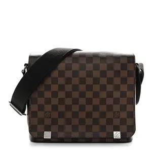 Pre-owned Louis Vuitton Coated Canvas Shoulder Bags Damier Ebene District PM