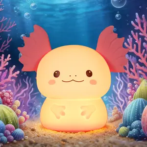 Axolotl Silicone Night Light for Kids - 7 Color Changing Touch Lamp with 3 Brightness Levels, Rechargeable Bedside Lamp for Toddler Bedroom, Cute Animal Nightlight Gift for Boys Girls 2020 resin pyramid