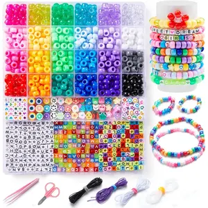 1200 Piece Bracelet Making Kit, 24 Color Pony Rainbow Beads, Elastic Thread Friendship Bracelet Set, DIY Jewelry Craft Gift, Beading Accessories