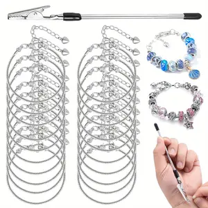 20 pcs Silver adjustable bracelet with jewelry bracelet clip detachable DIY bracelet Snake Chain Charm Bracelet Beauty & Personal Care