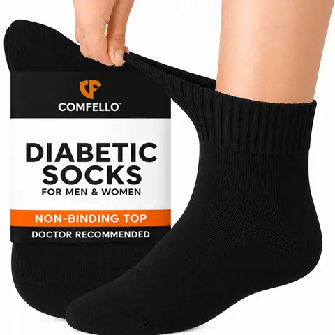 COMFELLO Diabetic Ankle Socks for Men & Women - Comfortable Seamless Non Binding Low Cut Socks for Diabetics Neuropathy Pregnancy Nurses Athletic all Day Wear Breathable Quarter Socks 3-12 Pairs Sizes 9-11 10-13 13-15 Doctors Approved  Menswear