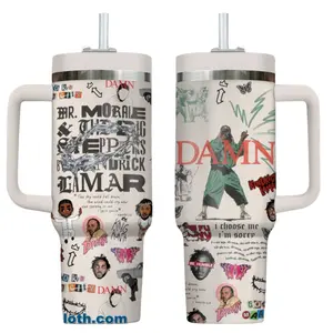 Rapper Lamar Tumbler 40oz Rap Fan Bow Cup with Handle Travel Mug Gift For Him or Her