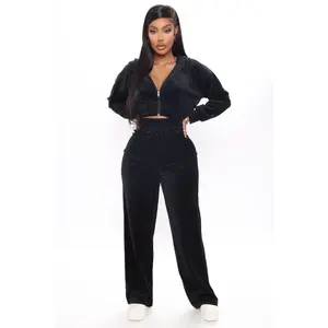 Zipper jacket straight pants suit casual sports