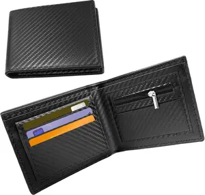 Fathers Day Gift Mens Slim Bifold Wallet RFID Blocking Thin Credit Card Holder with 8 Credit Cards 1 ID Window Pocket Wallets for Men with Zipper Coin Pocket Fathers Day Gift