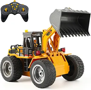 9CH Alloy RC Front Loader 1/18, Wheel Bulldozer 4WD Construction Vehicle Model, Metal Shovel Cabin, 2.4G Radio Control Truck Play Excavator, Lights Toy Engine, Kid Boy Gift Adult Collection