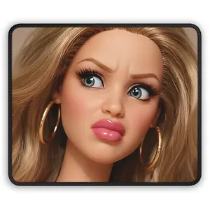 Distressed Funny Doll Face Mouse Pad