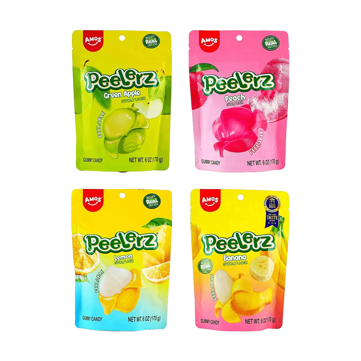 Amos Sweets Gummy Candy Variety Pack - 4 Flavors (Green Apple, White ...